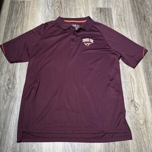 Virginia Tech Men's Polo Shirt Maroon Size XL Short‎ Sleeve VT Casual